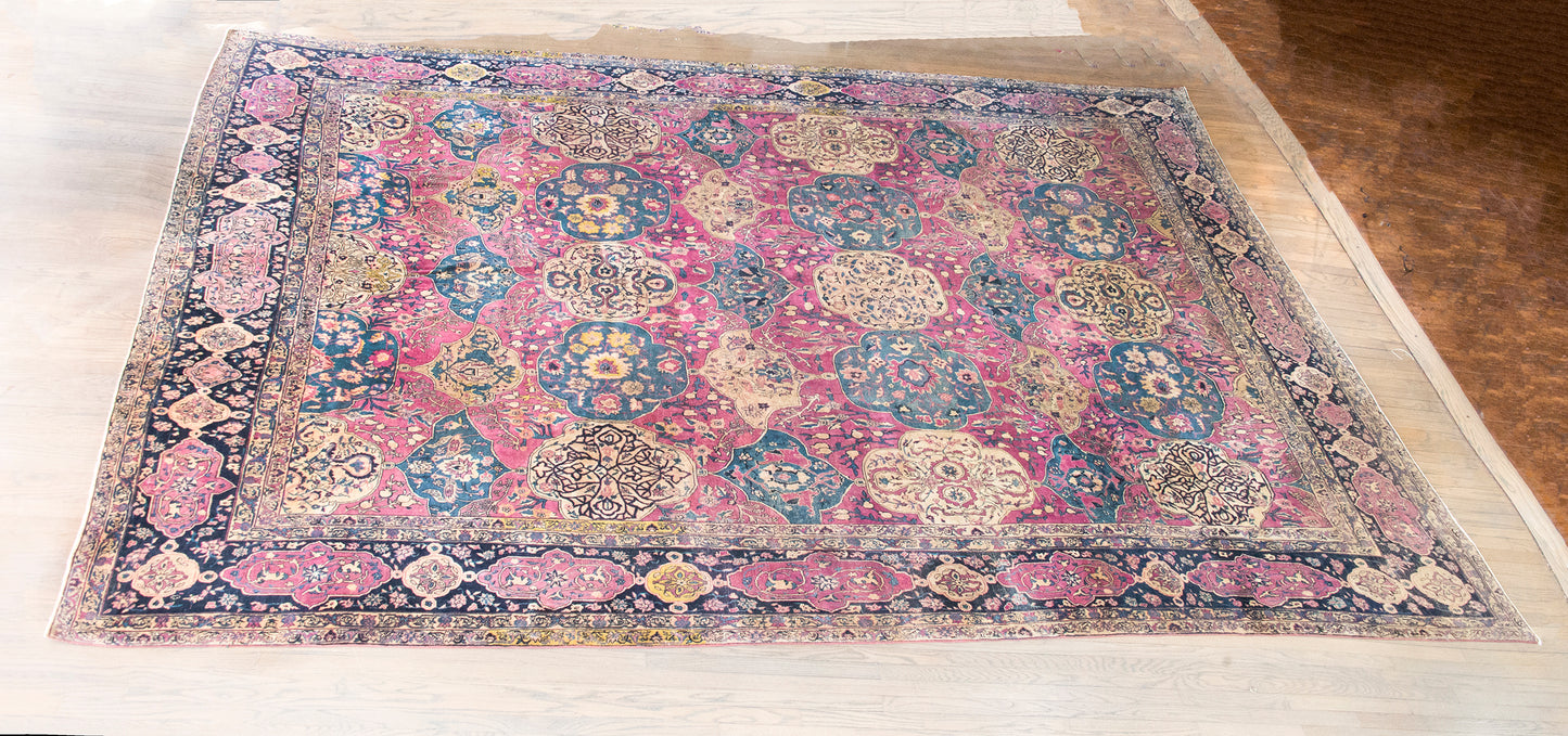 Late 19th Century Persian Lavar Kirman Rug For Sale
