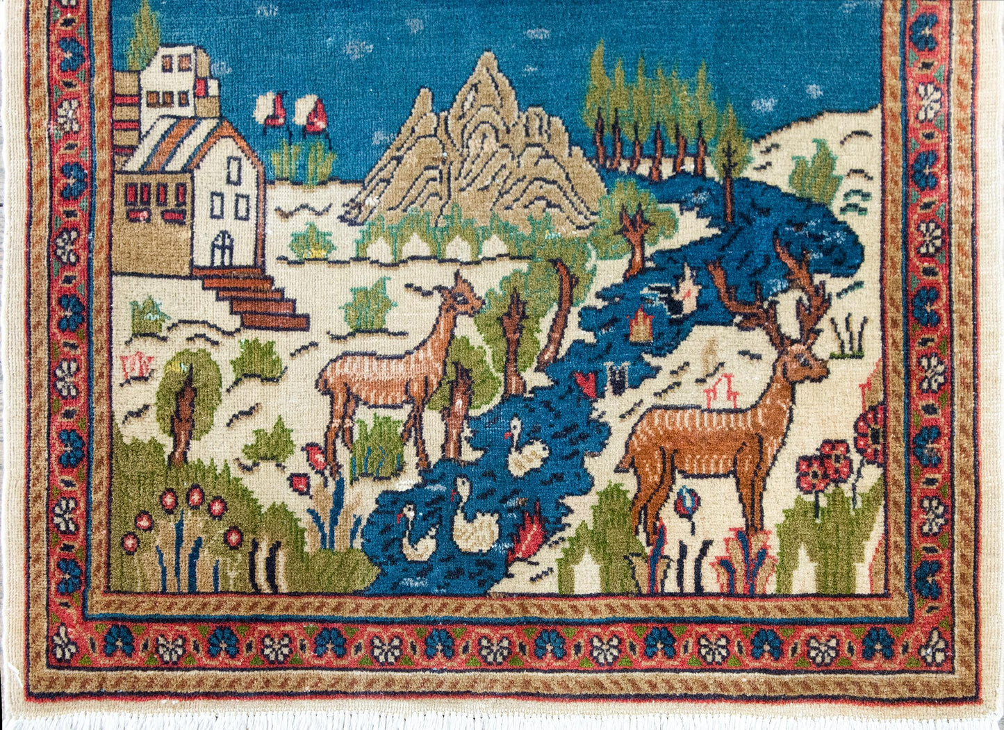 Early 20th Century Persian Pictorial Tabriz Rug For Sale