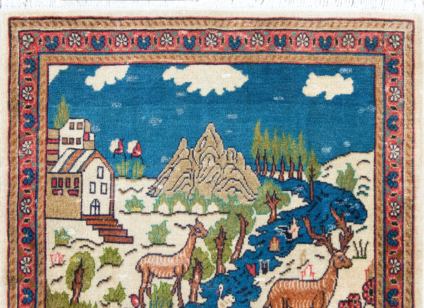 Early 20th Century Persian Pictorial Tabriz Rug For Sale