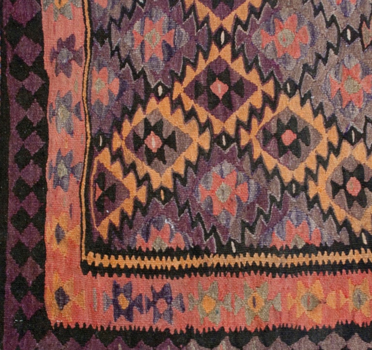 Early 20th Century Persian Qazvin Kilim For Sale