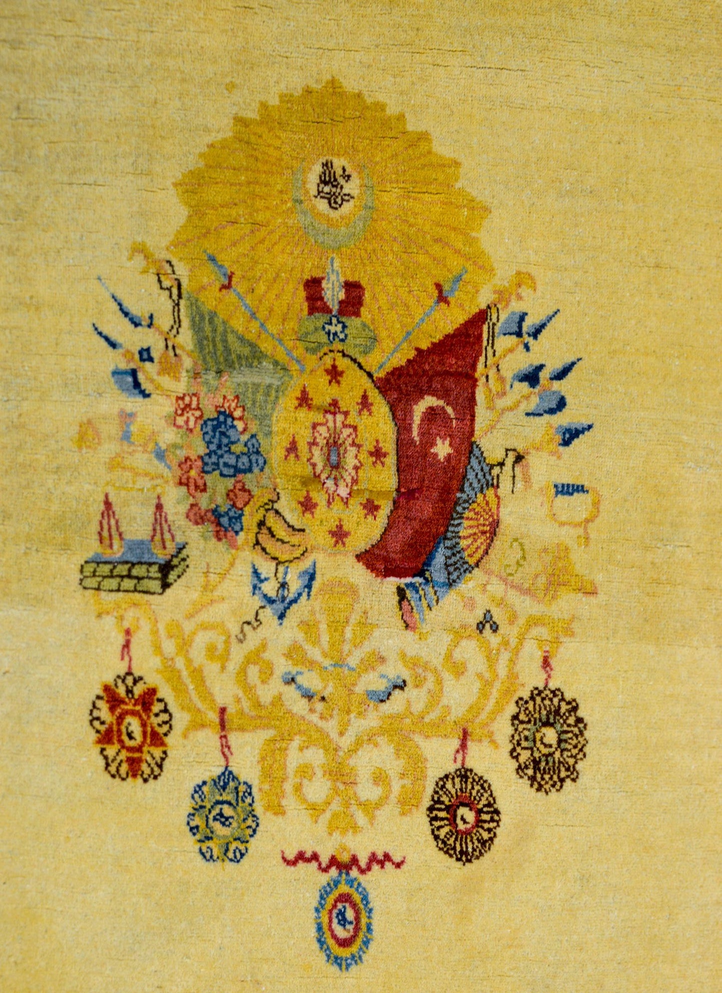 Rare 20th Century Turkish Hereke Rug with Ottoman Symbolism For Sale