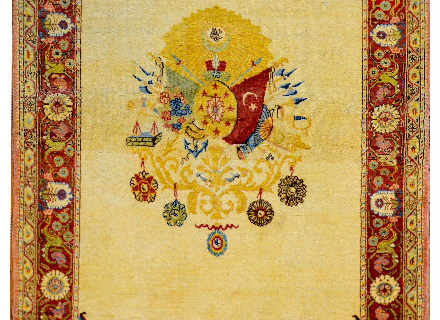Rare 20th Century Turkish Hereke Rug with Ottoman Symbolism For Sale