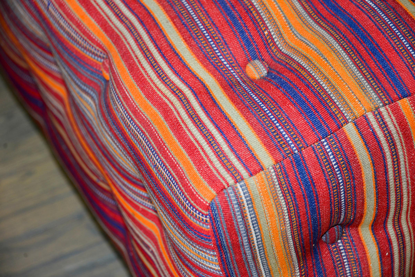 Pair of Benches Covered in Vintage Jajim Kilim Rugs For Sale