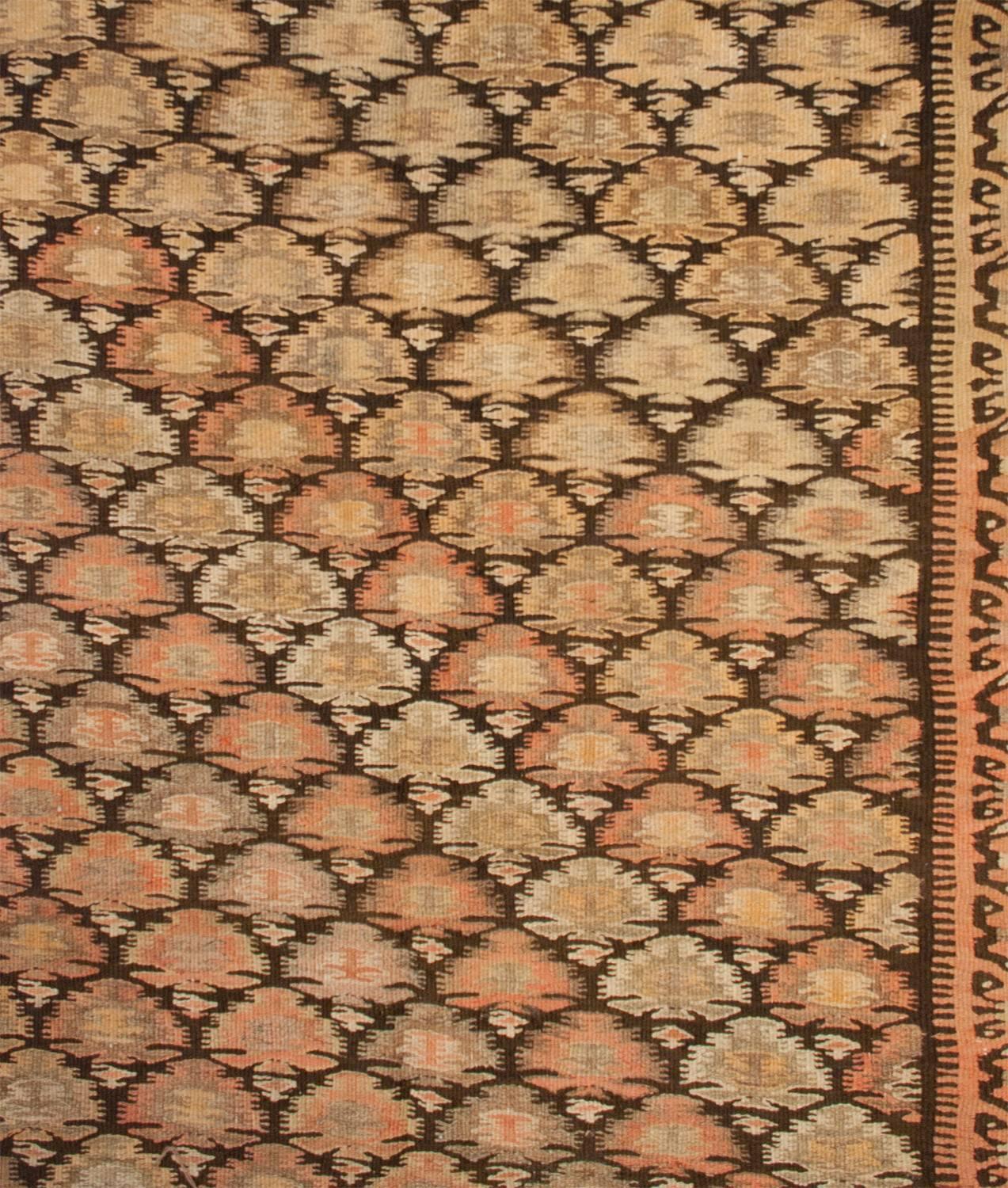 Exceptional Early 20th Century Qazvin Kilim Runner For Sale