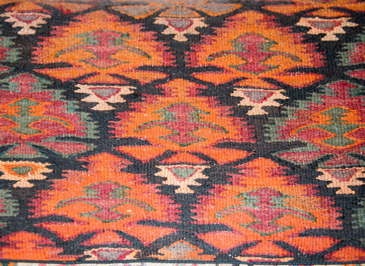 Early 20th Century Danish Bench with Kilim Upholstered Cushion For Sale
