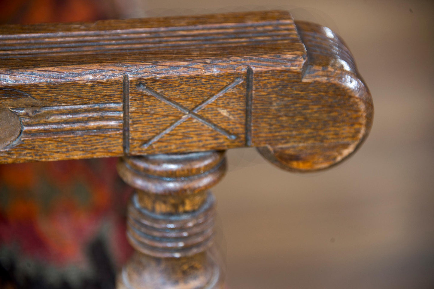 Early 20th Century Danish Bench with Kilim Upholstered Cushion For Sale