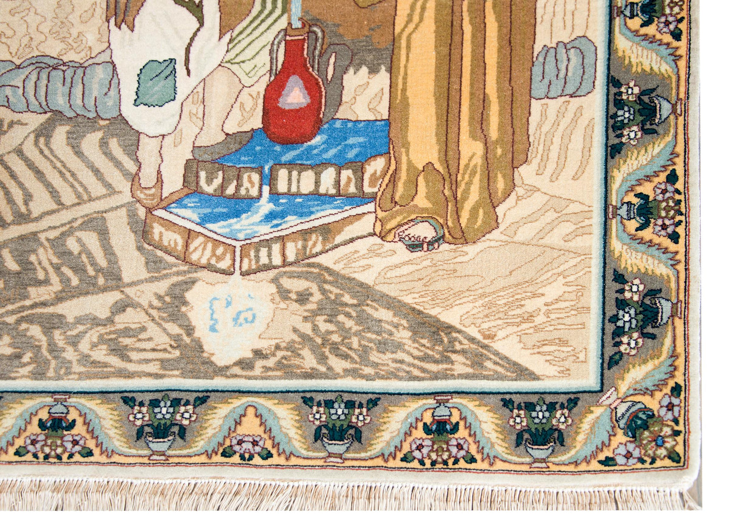 Vintage Persian Tabriz Pictorial Rug For Sale
