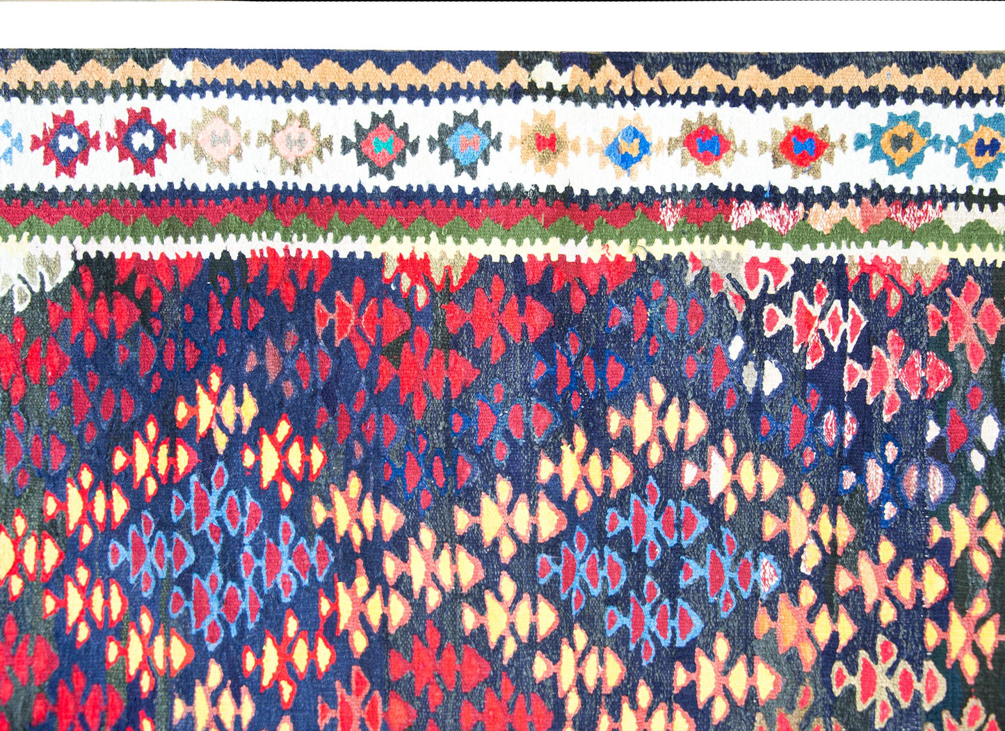 Vintage Persian Qazvin Kilim Rug For Sale