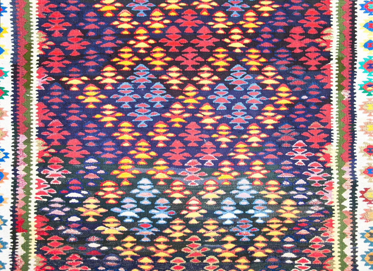 Vintage Persian Qazvin Kilim Rug For Sale