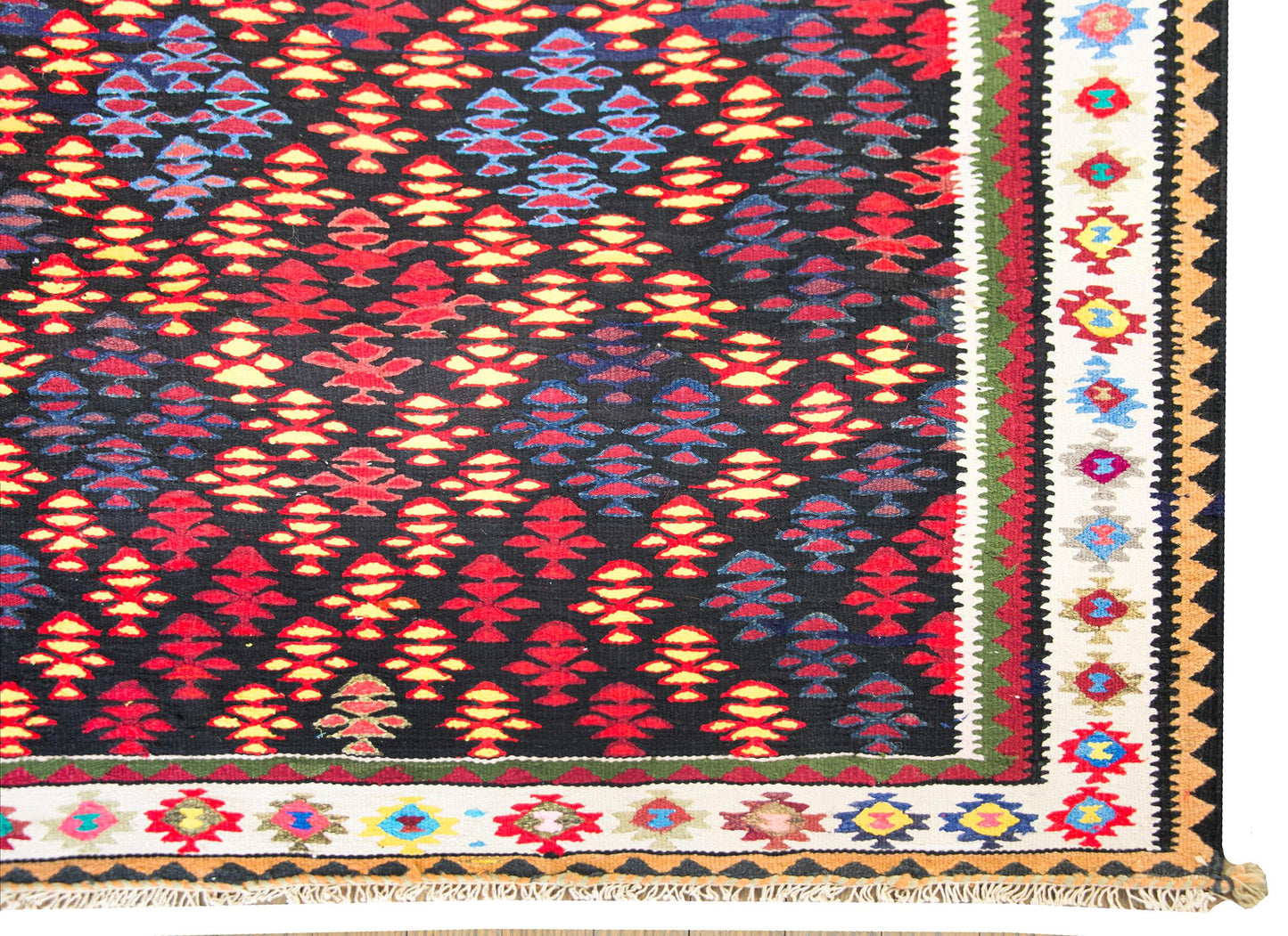 Vintage Persian Qazvin Kilim Rug For Sale
