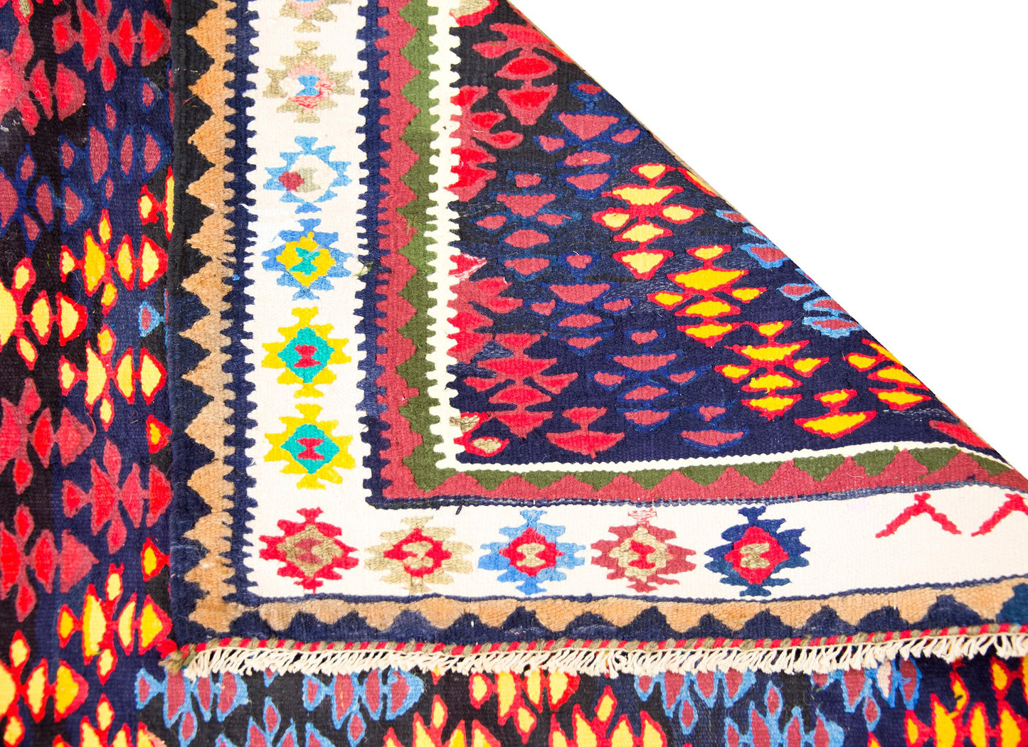 Vintage Persian Qazvin Kilim Rug For Sale