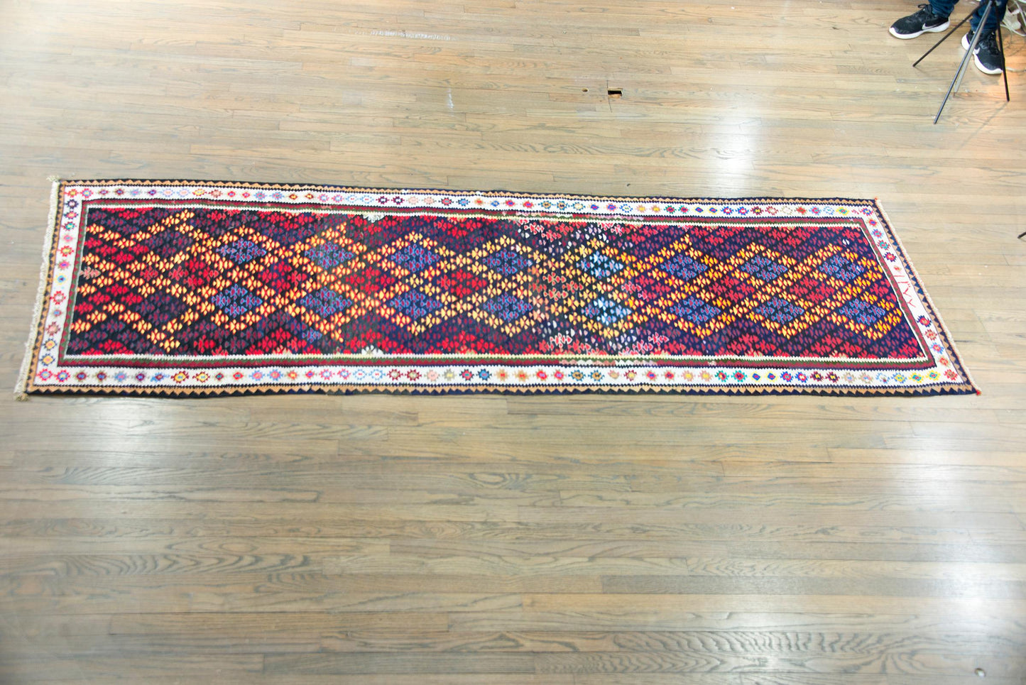 Vintage Persian Qazvin Kilim Rug For Sale