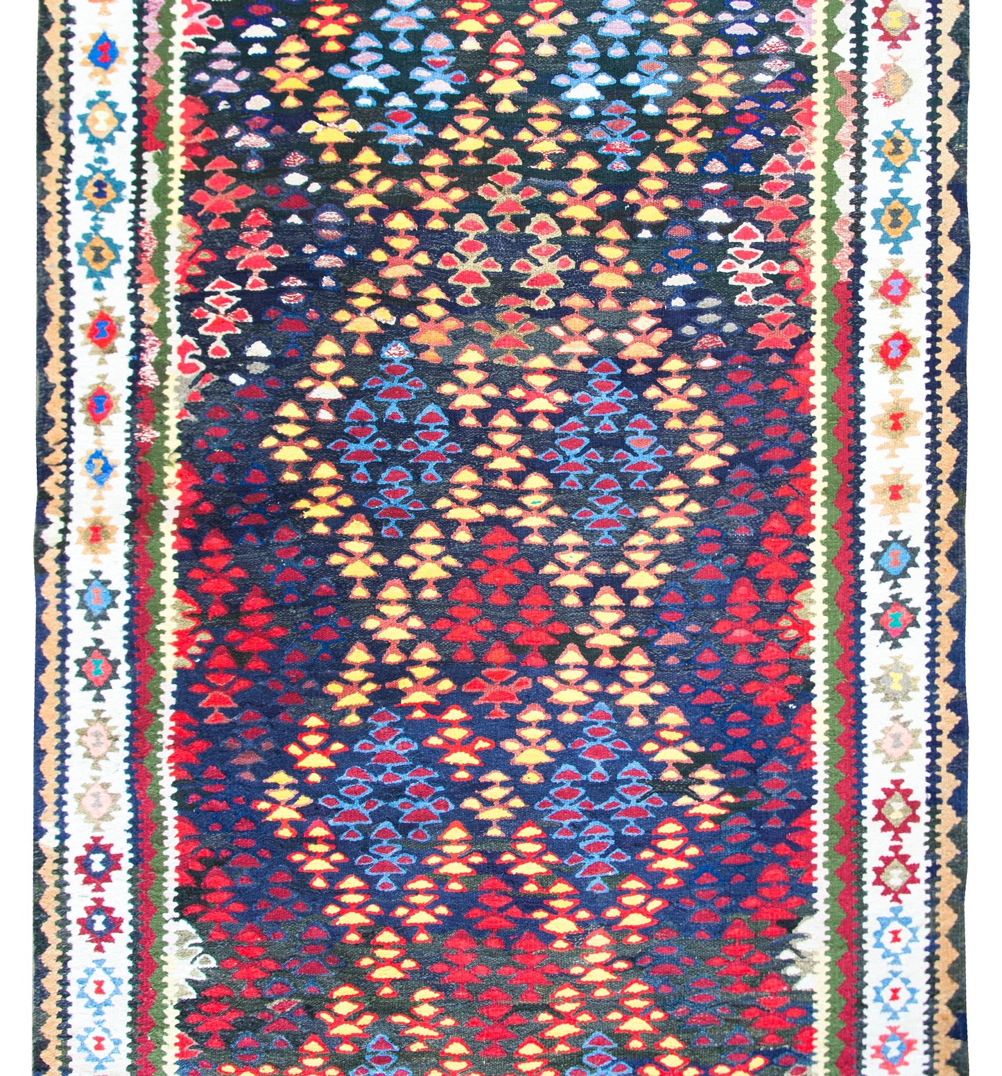 Vintage Persian Qazvin Kilim Rug For Sale