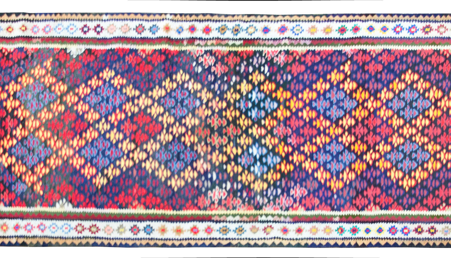 Vintage Persian Qazvin Kilim Rug For Sale