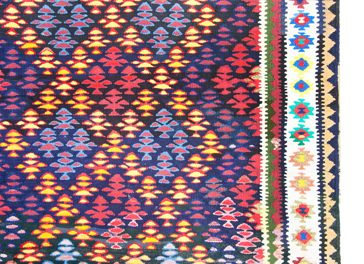 Vintage Persian Qazvin Kilim Rug For Sale