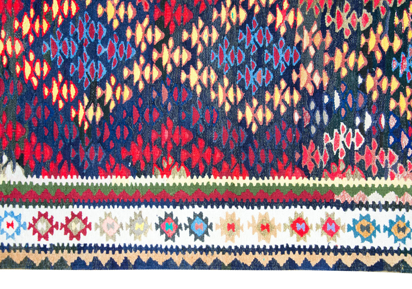 Vintage Persian Qazvin Kilim Rug For Sale