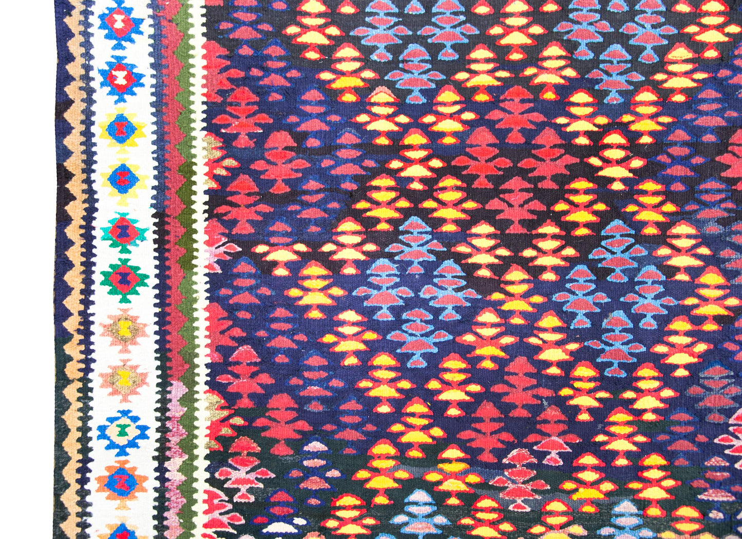 Vintage Persian Qazvin Kilim Rug For Sale
