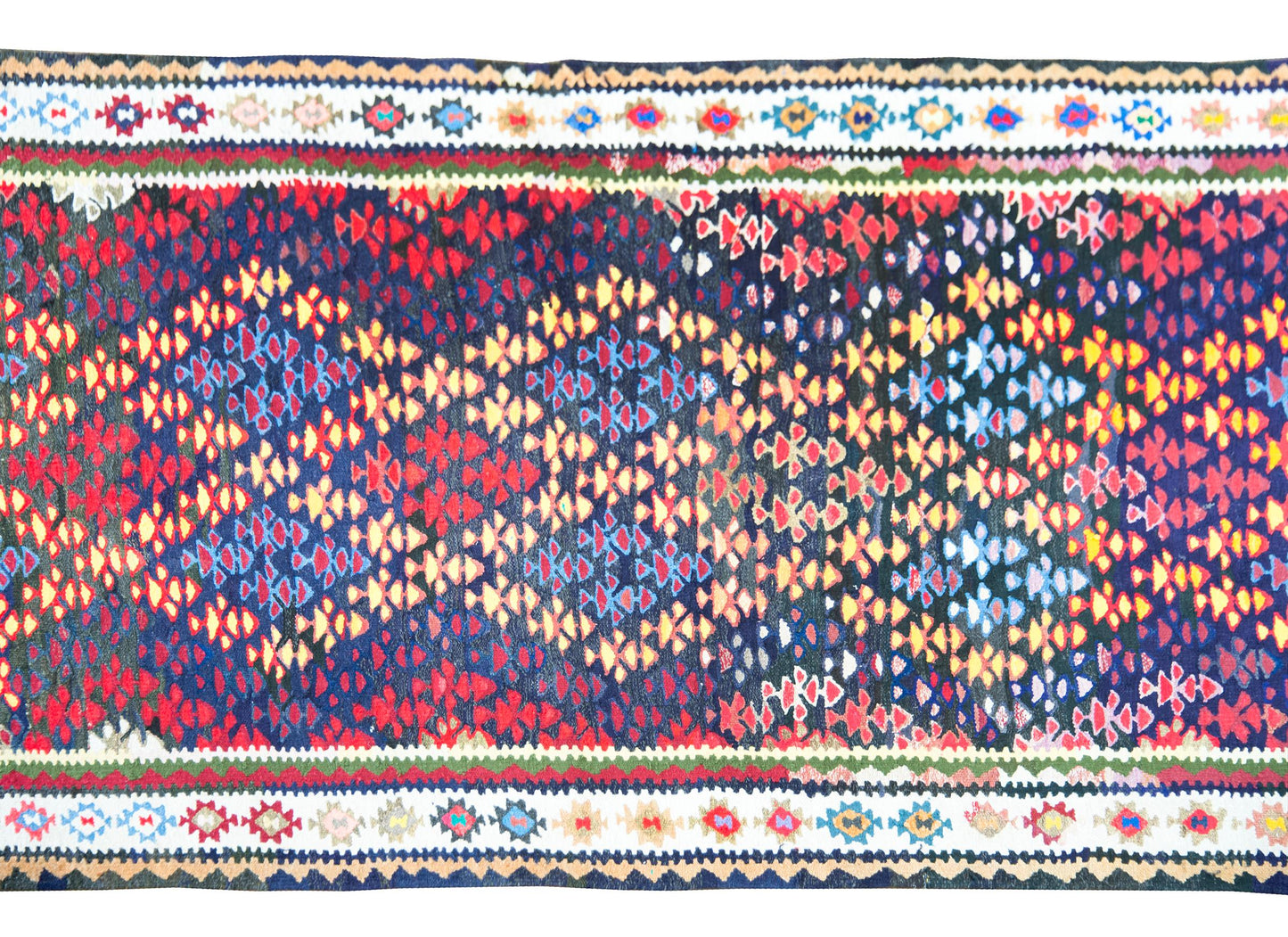 Vintage Persian Qazvin Kilim Rug For Sale