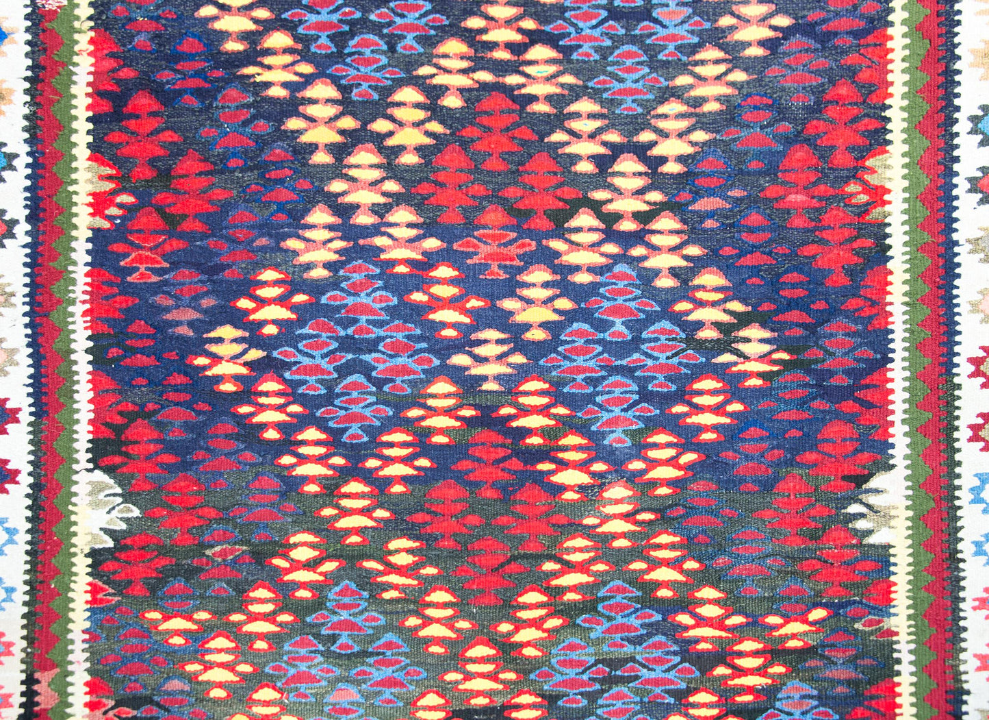 Vintage Persian Qazvin Kilim Rug For Sale