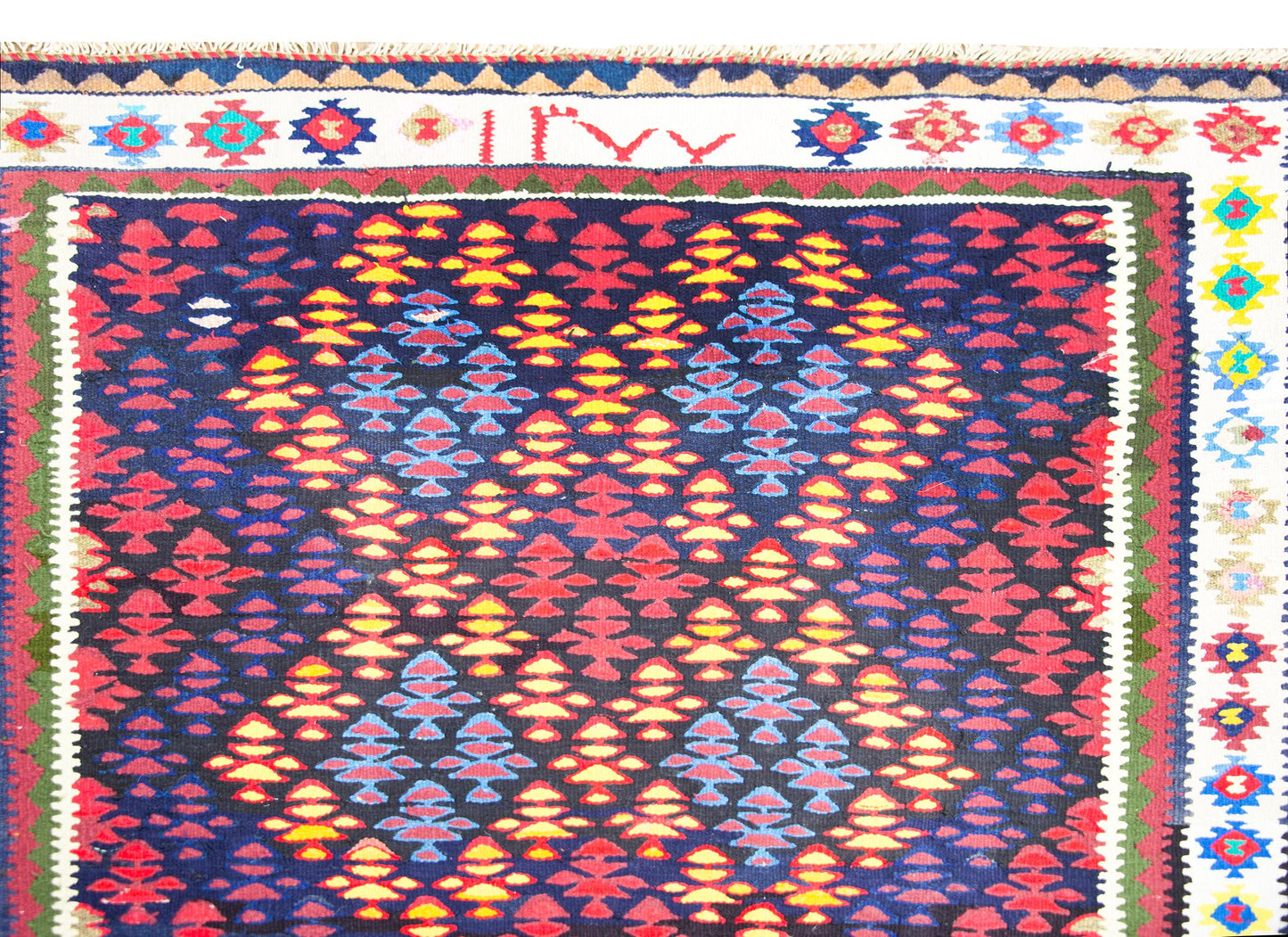 Vintage Persian Qazvin Kilim Rug For Sale
