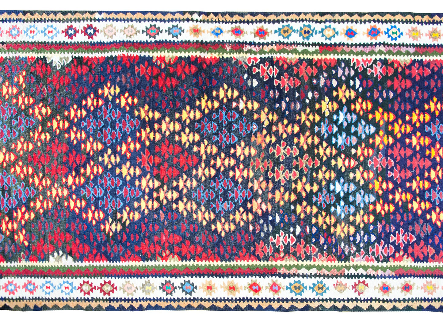 Vintage Persian Qazvin Kilim Rug For Sale
