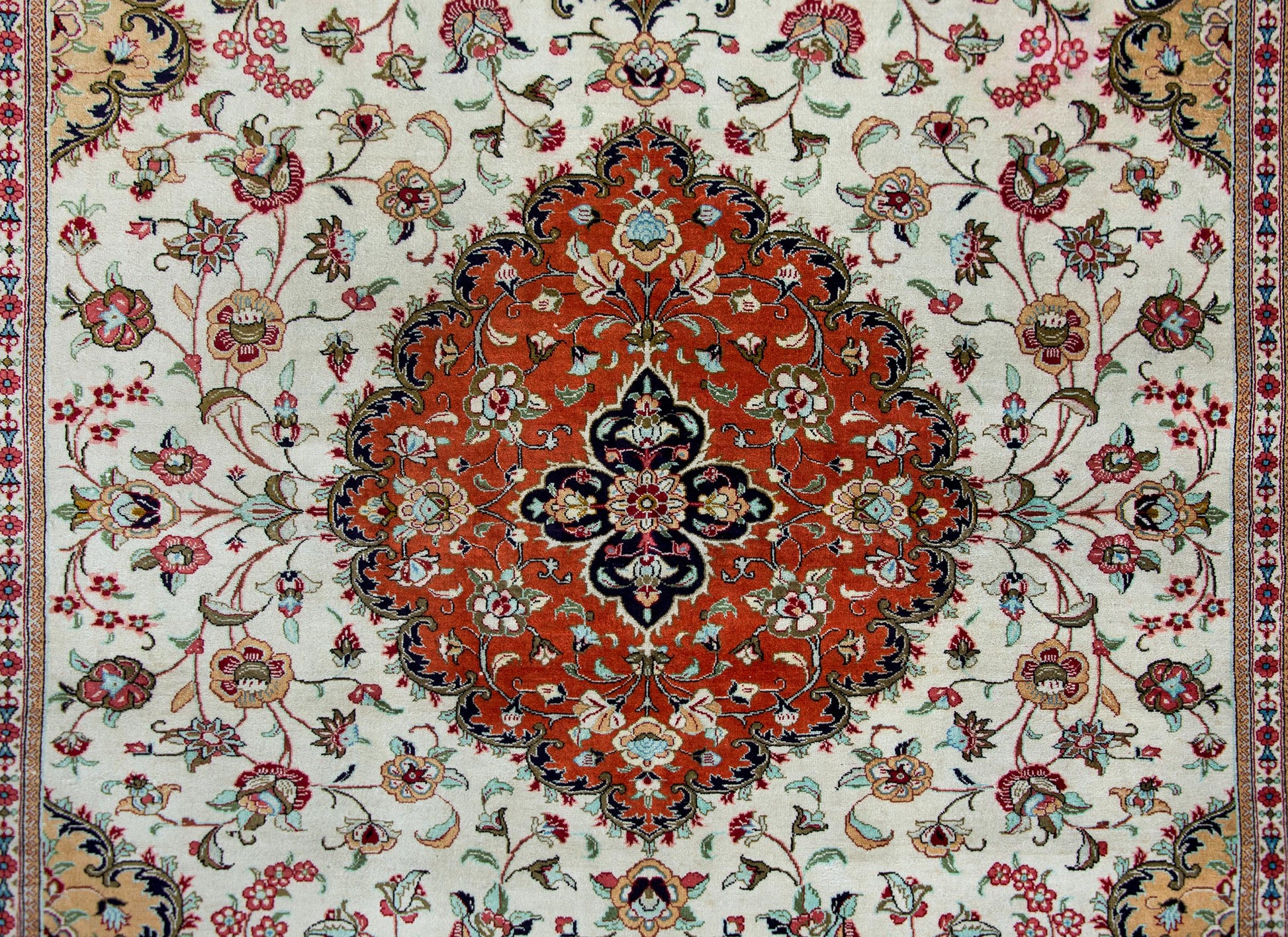 Vintage Persian Silk Qum Rug For Sale