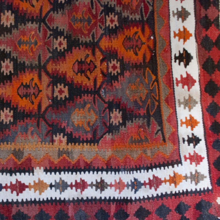 20th Century Kazvin Kilim Carpet For Sale