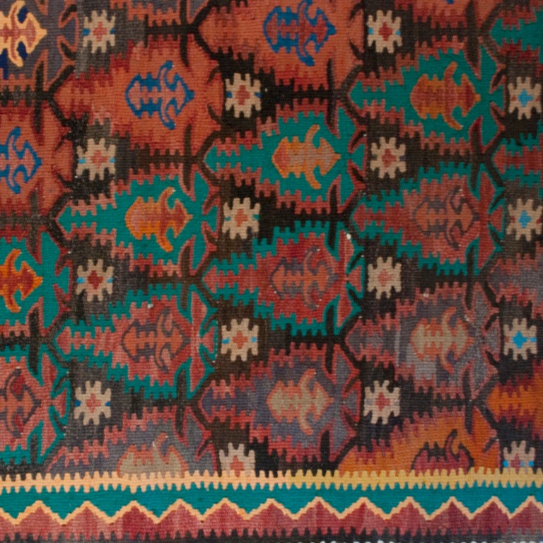 20th Century Kazvin Kilim Carpet For Sale