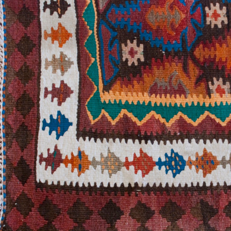 20th Century Kazvin Kilim Carpet For Sale