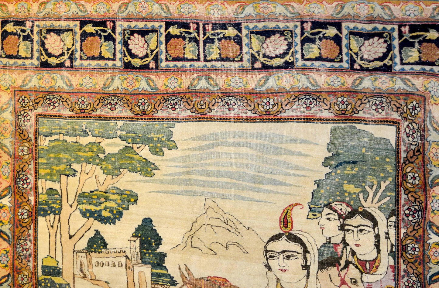 19th Century Lavar Rug Depicting Bahram Gur For Sale