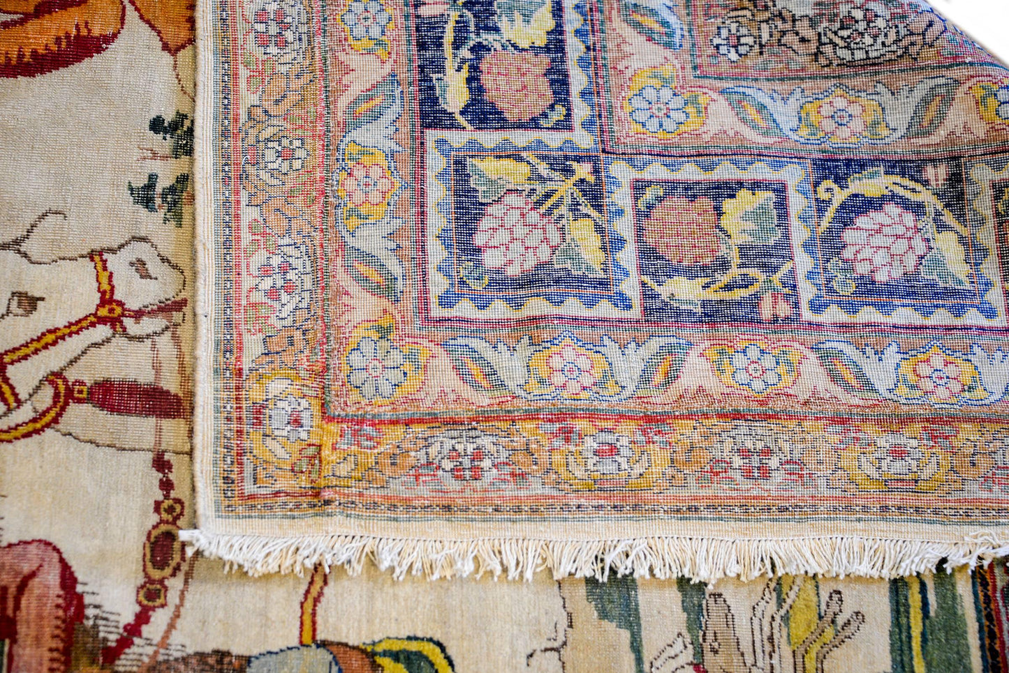 19th Century Lavar Rug Depicting Bahram Gur For Sale