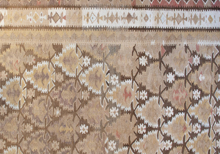 Early 20th Century Qazvin Kilim Runner For Sale