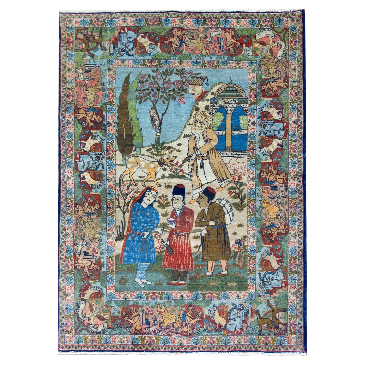 Early 20th Century Pictorial Isfahan Rug For Sale