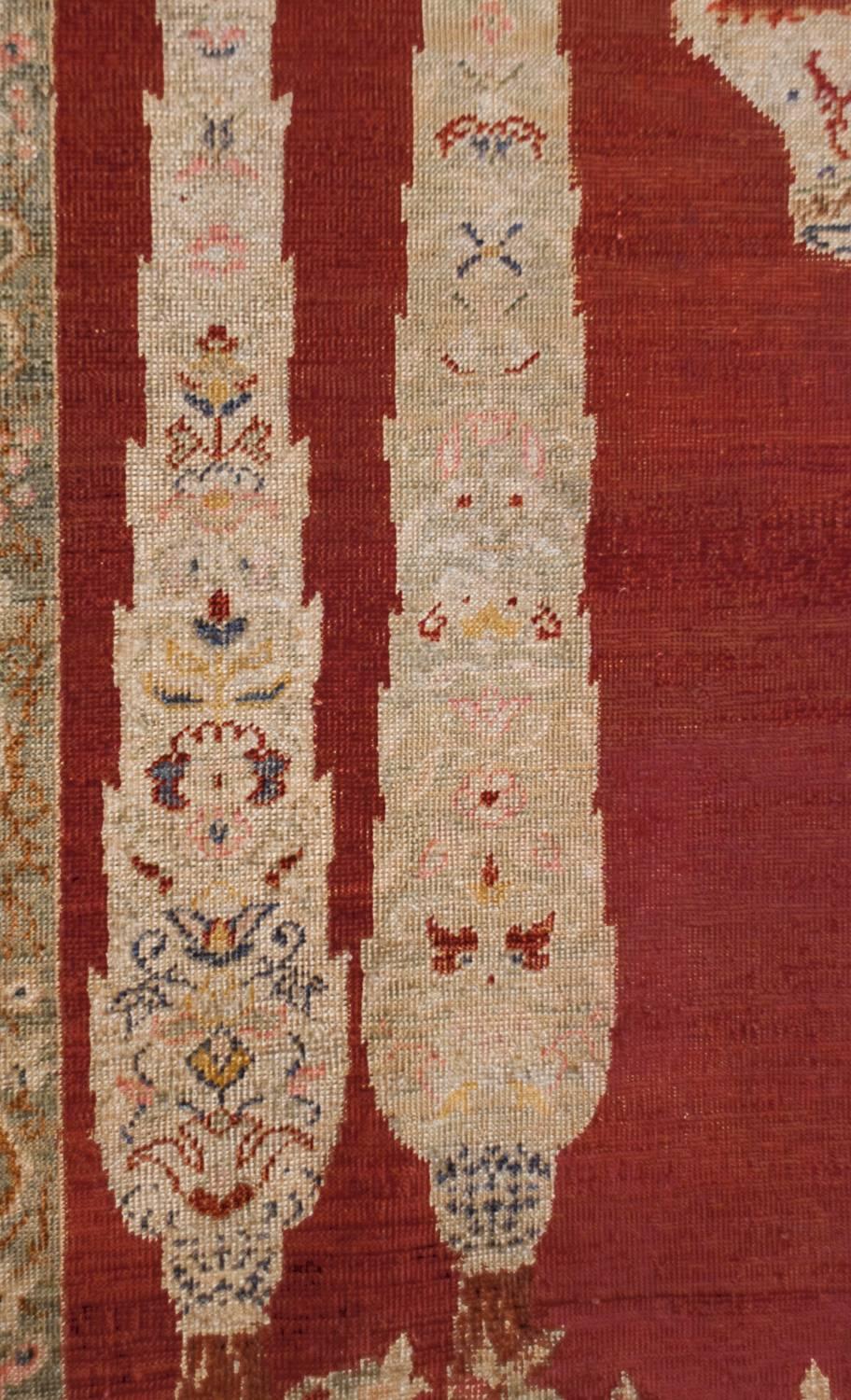 Incredible 19th Century Silk Ghashghaei Prayer Rug For Sale