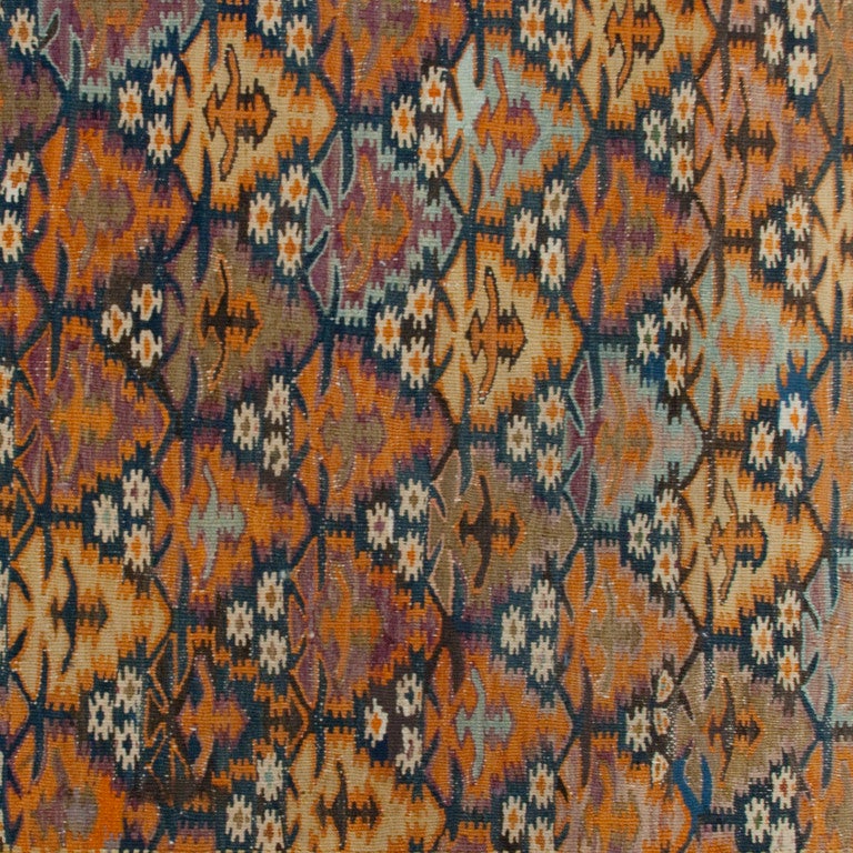 Early 20th Century Persian Qazvin Kilim Carpet Runner For Sale