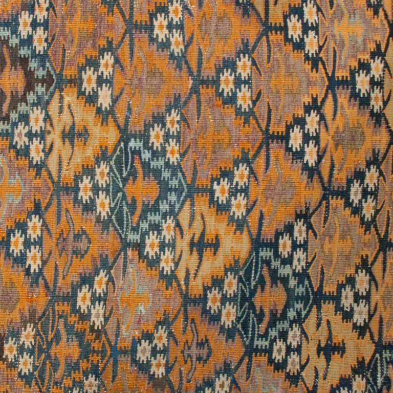 Early 20th Century Persian Qazvin Kilim Carpet Runner For Sale