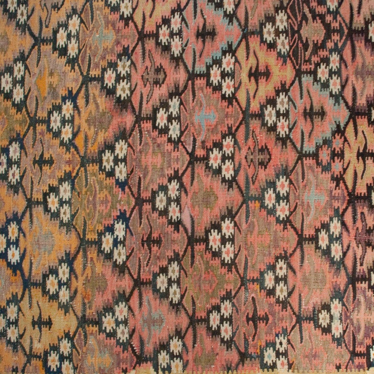 Early 20th Century Persian Qazvin Kilim Carpet Runner For Sale
