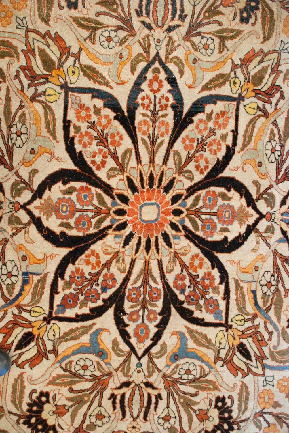 Masterful 19th Century Haji Jalili Tabriz Rug For Sale