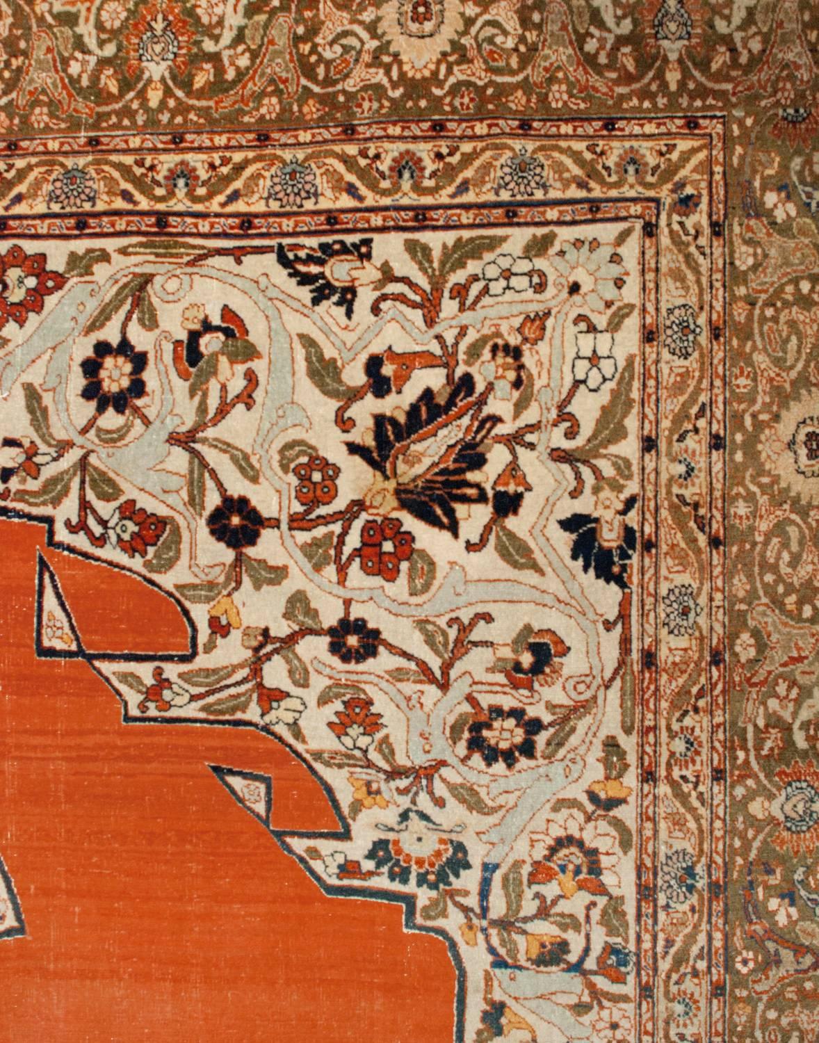 Masterful 19th Century Haji Jalili Tabriz Rug For Sale