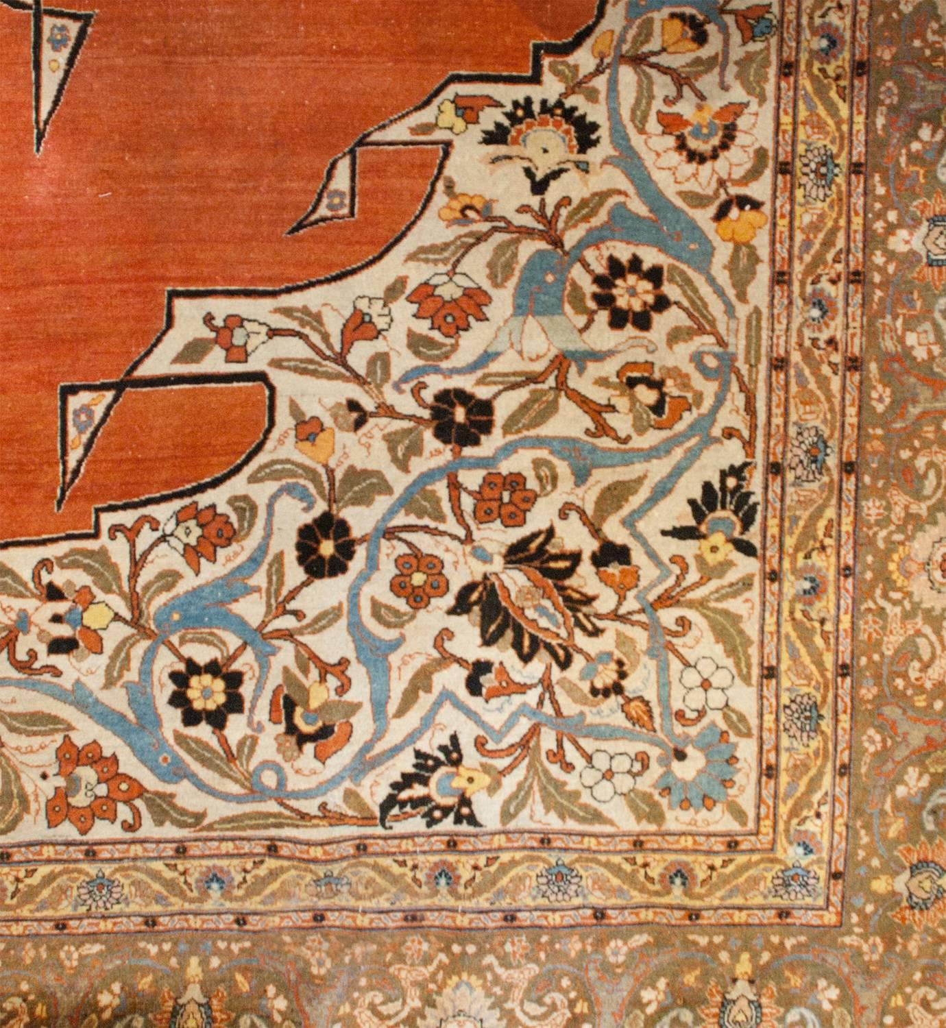 Masterful 19th Century Haji Jalili Tabriz Rug For Sale