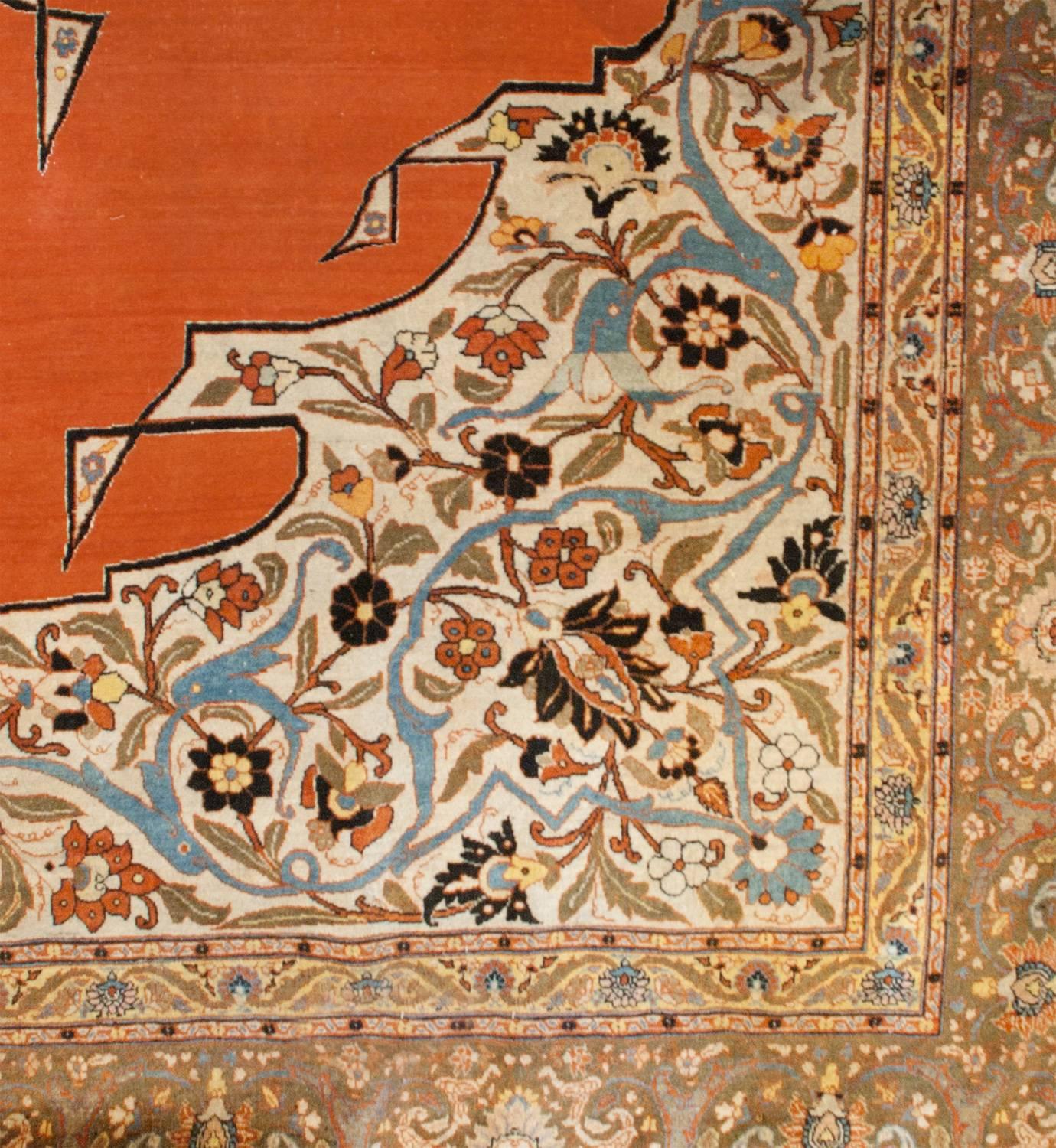 Masterful 19th Century Haji Jalili Tabriz Rug For Sale