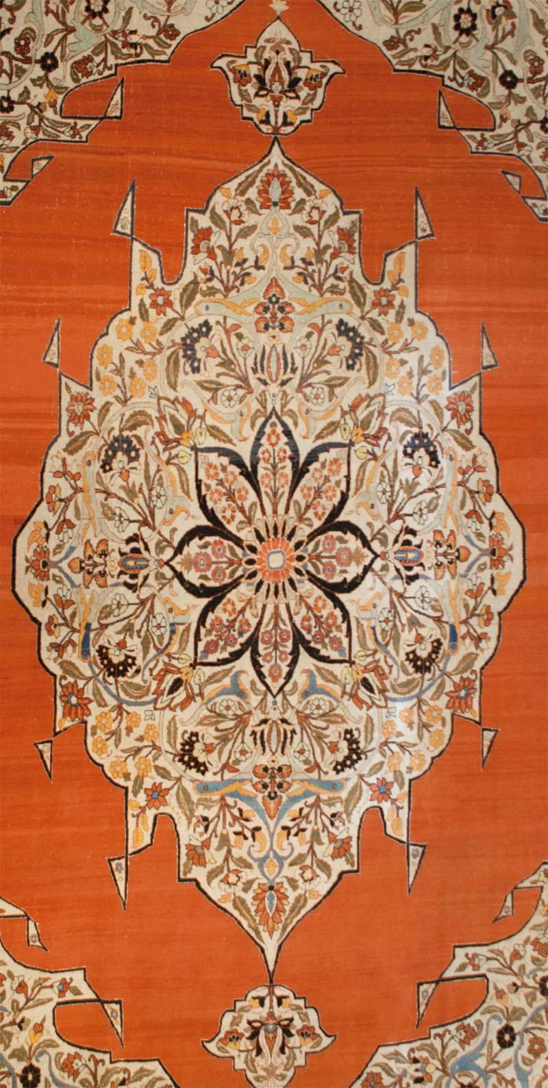 Masterful 19th Century Haji Jalili Tabriz Rug For Sale