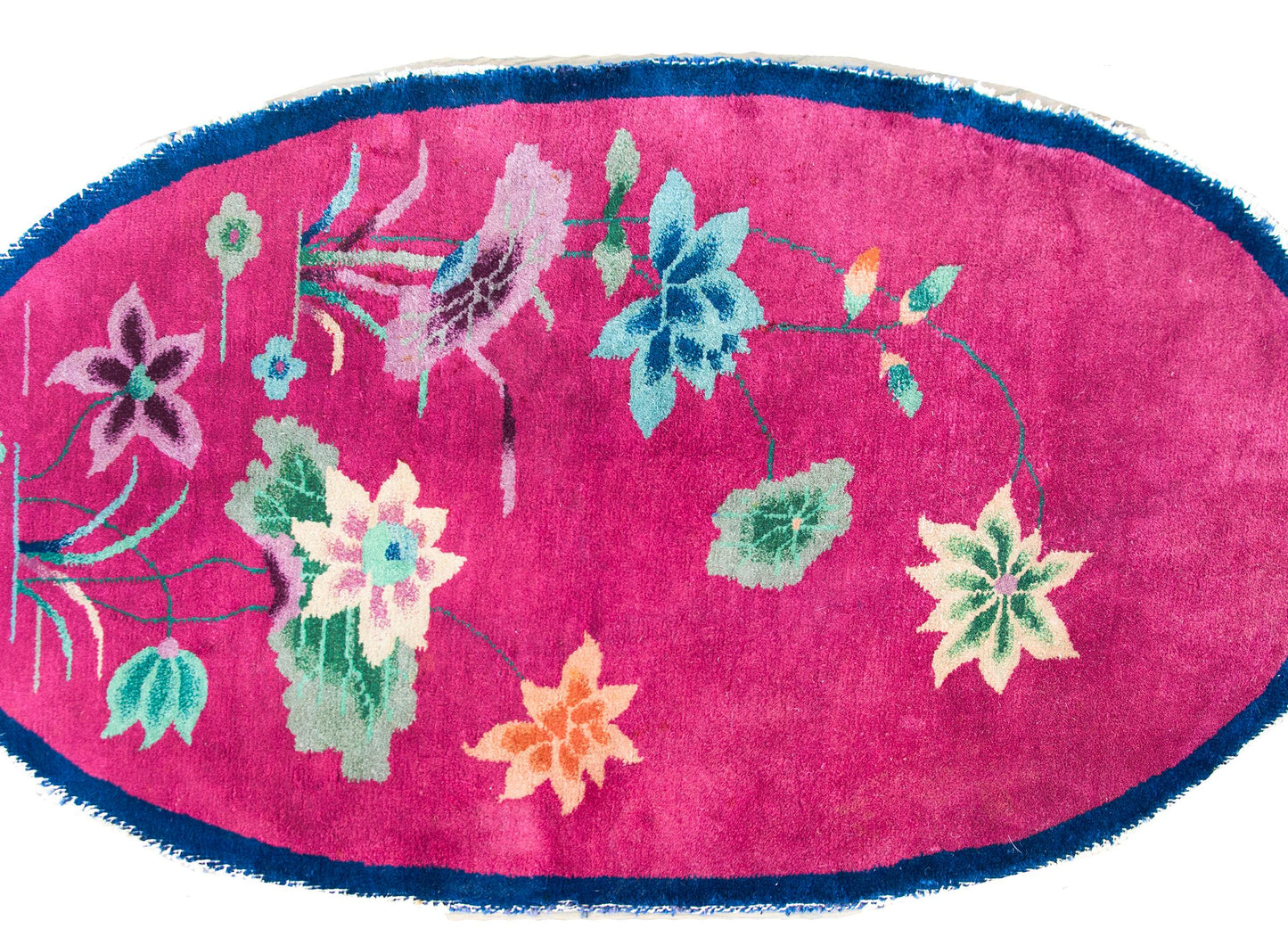 Early 20th Century Oval Chinese Art Deco Rug For Sale
