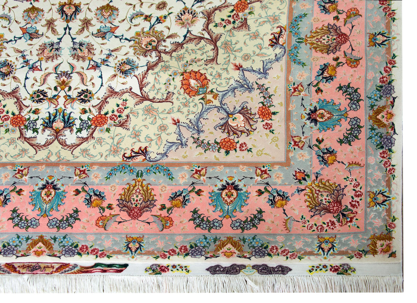 Vintage Silk Persian Tabriz Rug For Sale