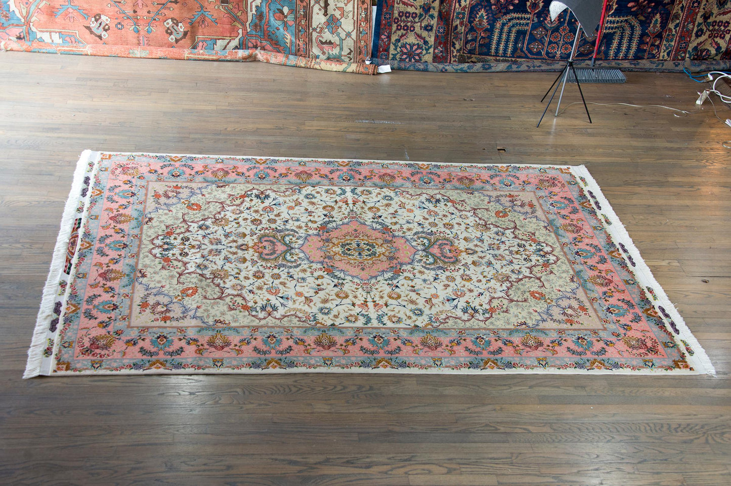 Vintage Silk Persian Tabriz Rug For Sale