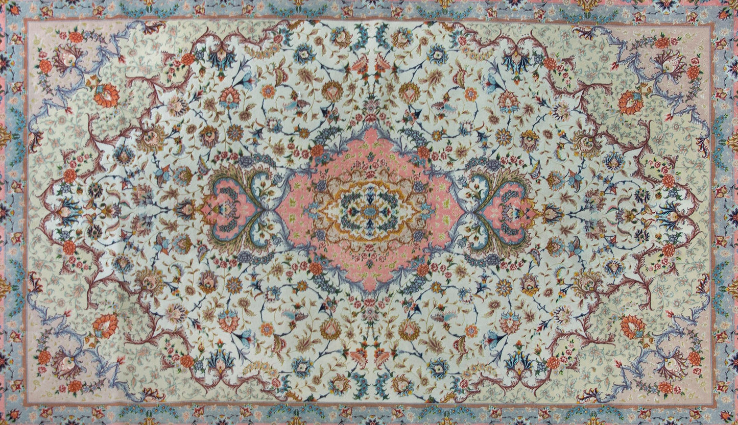 Vintage Silk Persian Tabriz Rug For Sale