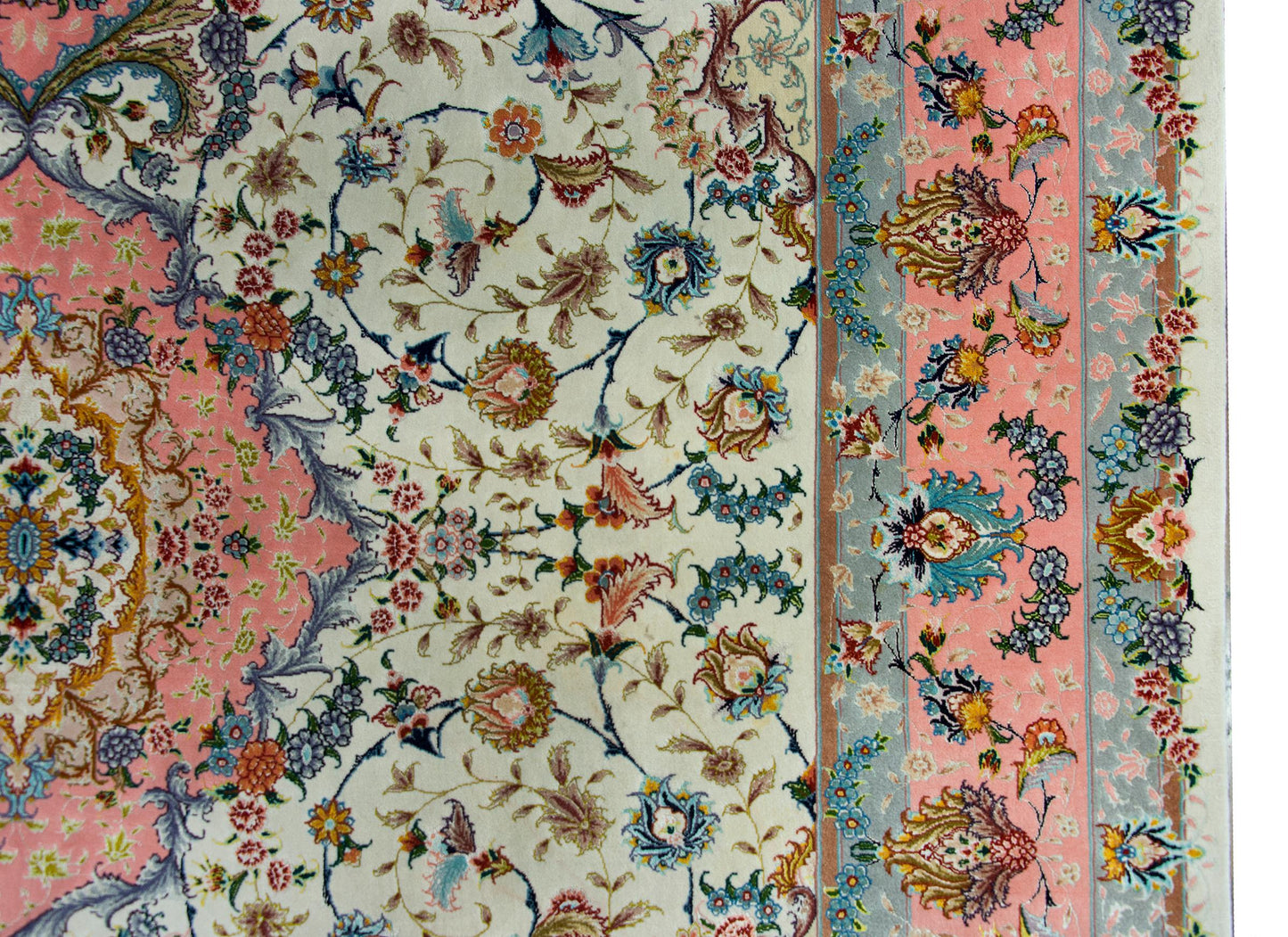 Vintage Silk Persian Tabriz Rug For Sale