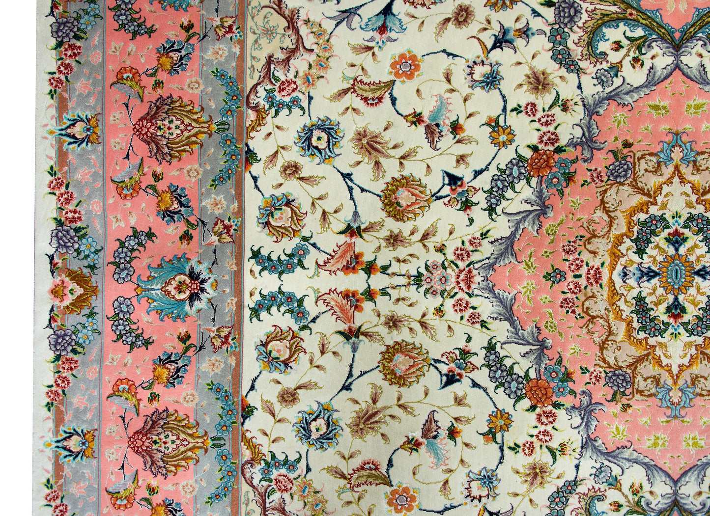 Vintage Silk Persian Tabriz Rug For Sale
