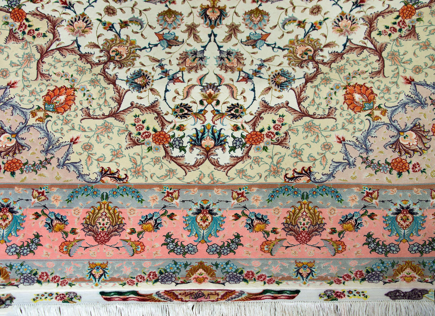 Vintage Silk Persian Tabriz Rug For Sale
