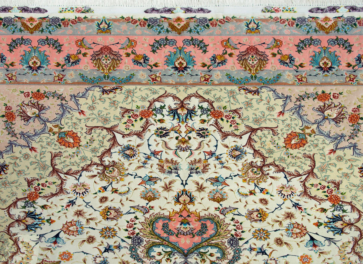 Vintage Silk Persian Tabriz Rug For Sale